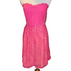 Silence + Noise | Pink Corset Bodice Lace Mini Dress | Size Large